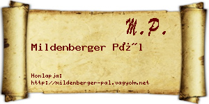Mildenberger Pál névjegykártya